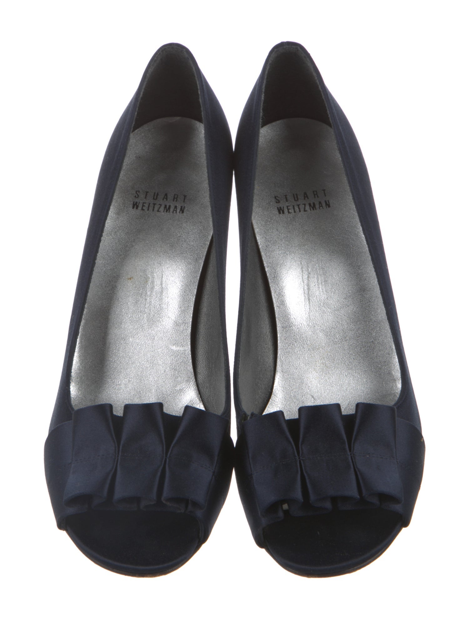 Stuart Weitzman Satin Ruffle Embellishment Pumps